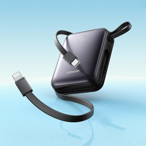 
10000mAh 22,5W išorinė baterija su integruotu USB-C „Lightning“ laidu – juoda
