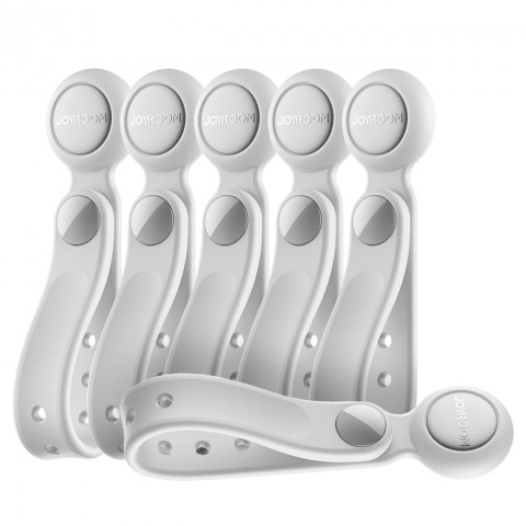 
Silikoniniai kabelių raišteliai su magnetu, balti - 6 vnt. rinkinys
