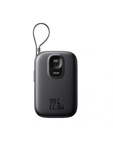 
10000 mAh išorinė baterija su integruotu 22,5 W USB-C 0,25 cm laidu - juoda
