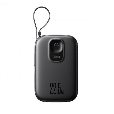 
10000 mAh išorinė baterija su integruotu 22,5 colio „iPhone Lightning“ USB-C laidu, 0,25 cm, juoda
