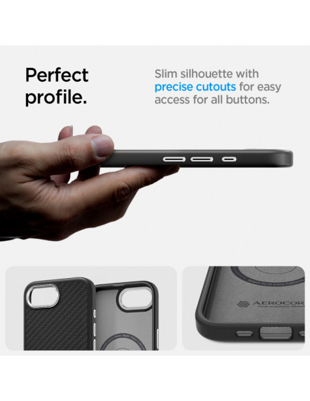 
„Enzo Aramid MagSafe“ dėklas, skirtas „iPhone 16e“ – juodas
