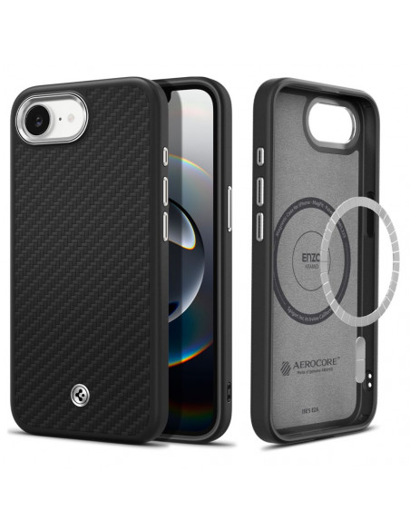 
„Enzo Aramid MagSafe“ dėklas, skirtas „iPhone 16e“ – juodas
