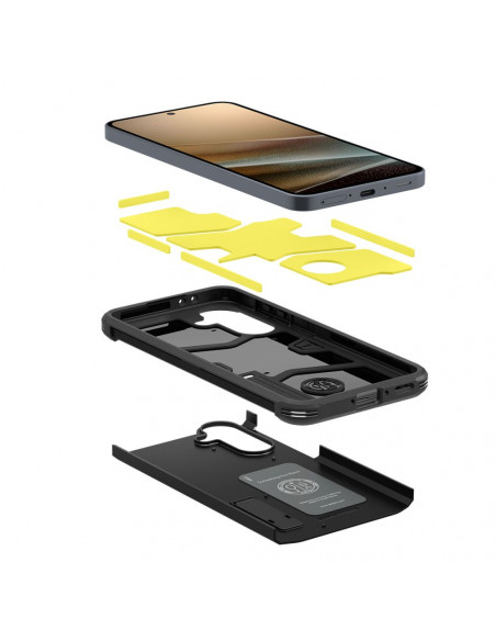 
„Samsung Galaxy A36 5G“ dėklas su tvirtu šarvuotu stovu – juodas
