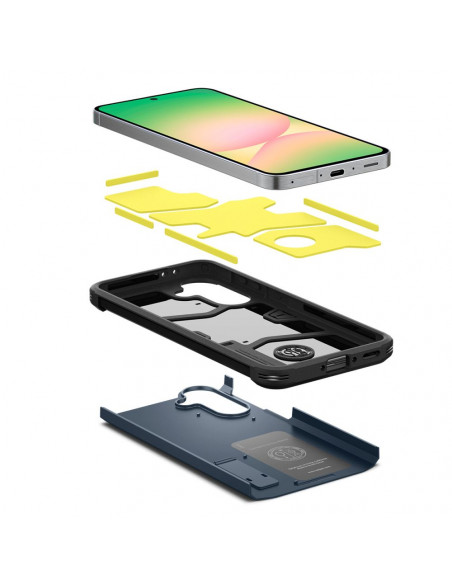 
„Samsung Galaxy A56 5G“ galinis dėklas su tvirtu šarvuotu stovu – pilkas/ juodas
