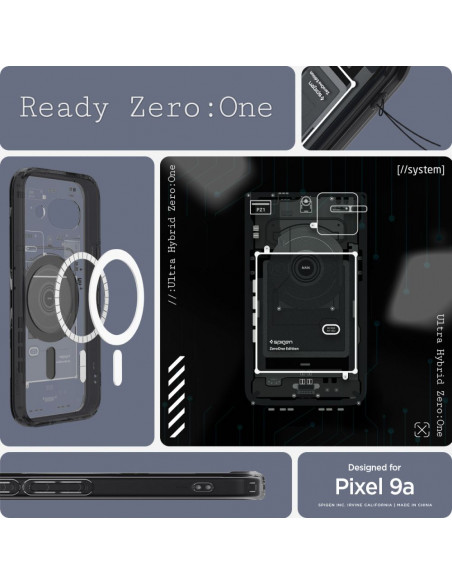 
„Google Pixel 9A Zero One Ultra Hybrid MagSafe“ dėklas – juodas
