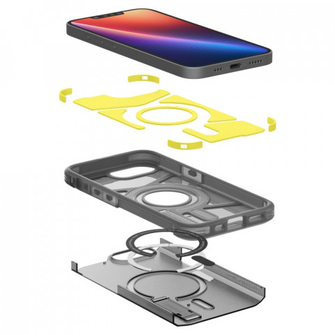 
„iPhone 16e“ galinis dėklas su tvirtu „MagSafe“ laikikliu – permatomai pilkas
