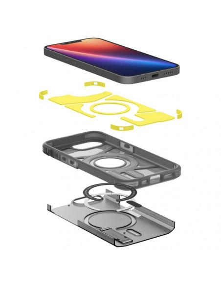 
„iPhone 16e“ galinis dėklas su tvirtu „MagSafe“ laikikliu – permatomai pilkas
