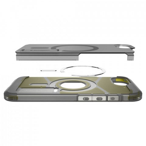 
„iPhone 16e“ galinis dėklas su tvirtu „MagSafe“ laikikliu – permatomai pilkas
