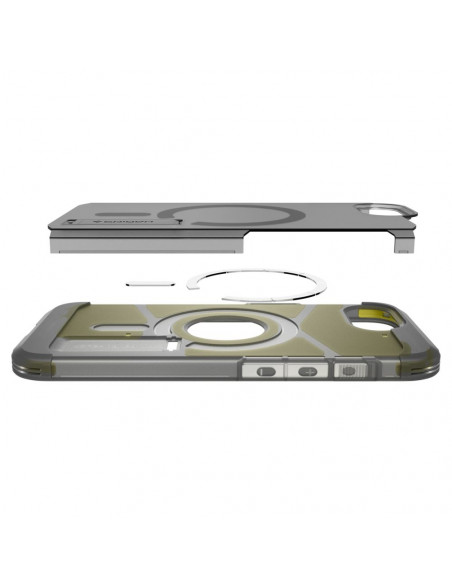 
„iPhone 16e“ galinis dėklas su tvirtu „MagSafe“ laikikliu – permatomai pilkas
