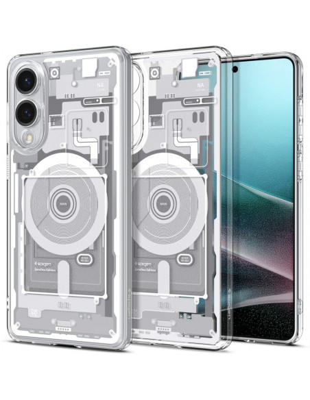 
„Samsung Galaxy S25 Edge Ultra Hybrid“ dėklas su MagSafe spauda ir baltu korpusu
