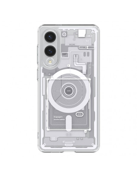 
„Samsung Galaxy S25 Edge Ultra Hybrid“ dėklas su MagSafe spauda ir baltu korpusu
