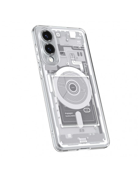 
„Samsung Galaxy S25 Edge Ultra Hybrid“ dėklas su MagSafe spauda ir baltu korpusu
