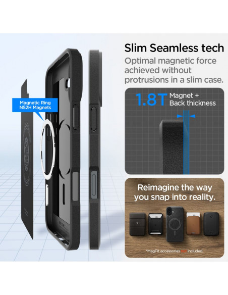 
„iPhone 16 Core Armor Mag“ dėklas su „MagSafe“ technologija – matinės juodos spalvos
