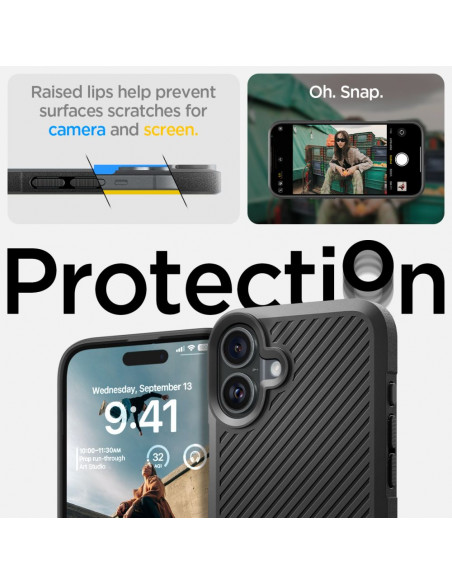 
„iPhone 16 Core Armor“ dėklas – matinės juodos spalvos
