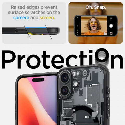 
„iPhone 16 Ultra Hybrid MagSafe Zero One“ apsauginis dėklas – tamsiai pilkas
