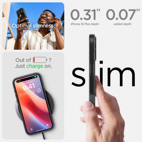 
„iPhone 16 Ultra Hybrid MagSafe Zero One“ apsauginis dėklas – tamsiai pilkas
