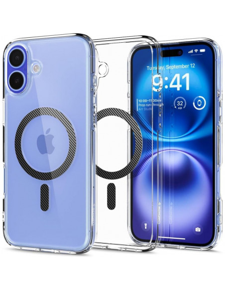 
„iPhone 16 Ultra Hybrid MagSafe“ anglies pluošto apsauginis dėklas – permatomas pilkas
