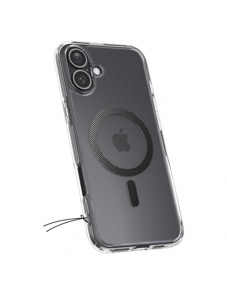 
„iPhone 16 Ultra Hybrid MagSafe“ anglies pluošto apsauginis dėklas – permatomas pilkas
