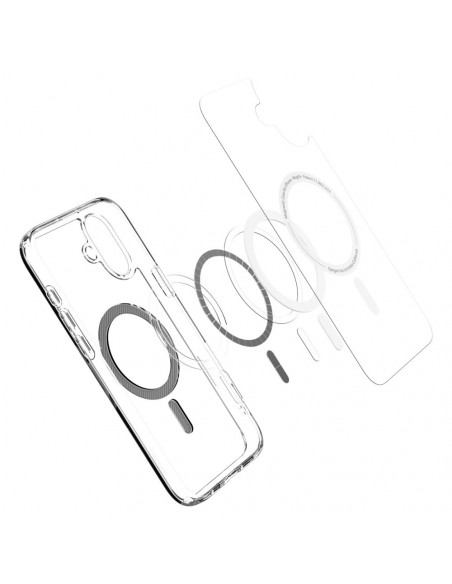 
„iPhone 16 Ultra Hybrid MagSafe“ anglies pluošto apsauginis dėklas – permatomas pilkas
