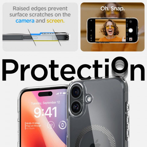 
„iPhone 16 Ultra Hybrid MagSafe“ anglies pluošto apsauginis dėklas – permatomas pilkas
