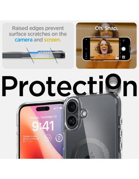 
„iPhone 16 Ultra Hybrid MagSafe“ anglies pluošto apsauginis dėklas – permatomas pilkas
