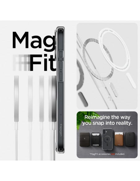 
„iPhone 16 Ultra Hybrid MagSafe“ anglies pluošto apsauginis dėklas – permatomas pilkas
