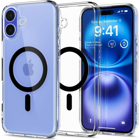 
„iPhone 16 Ultra Hybrid MagSafe“ apsauginis dėklas – permatomas juodas
