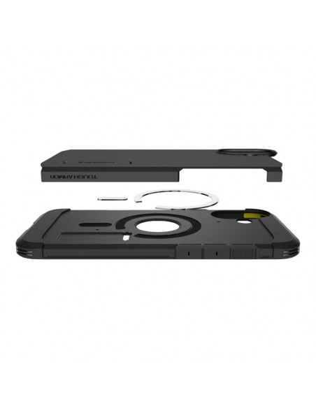 
Tvirtas „Armor MagSafe“ dėklas su stovu, skirtas „iPhone 16“ – juodas
