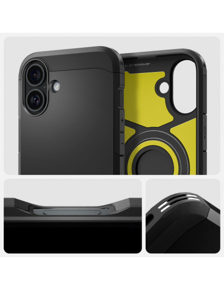 
Tvirtas „Armor MagSafe“ dėklas su stovu, skirtas „iPhone 16“ – juodas
