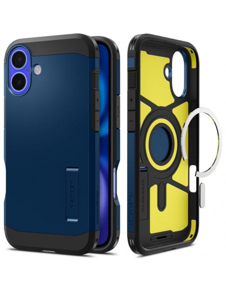 
Tvirtas „Armor MagSafe“ dėklas su stovu, skirtas „iPhone 16“ – mėlynas
