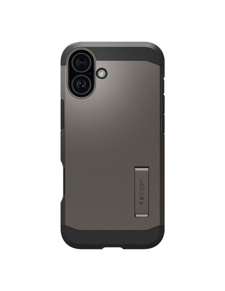 
Tvirtas „Armor MagSafe“ dėklas su stovu, skirtas „iPhone 16“ – metalo spalvos
