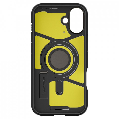 
Tvirtas „Armor MagSafe“ dėklas su stovu, skirtas „iPhone 16“ – metalo spalvos
