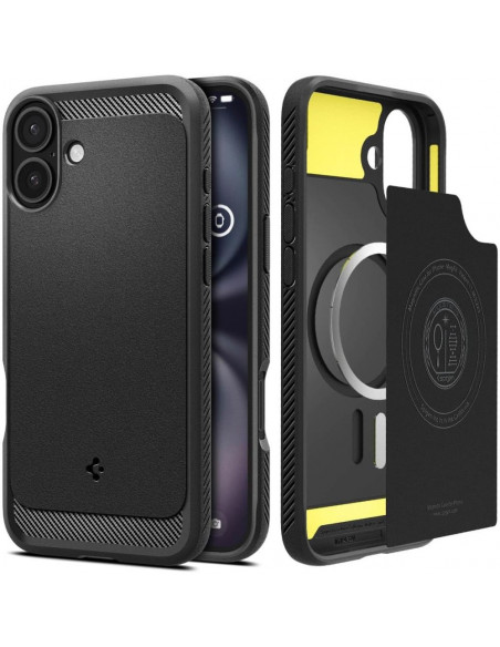 
„iPhone 16 Rugged Armor MagSafe“ galinis dėklas – juodas

