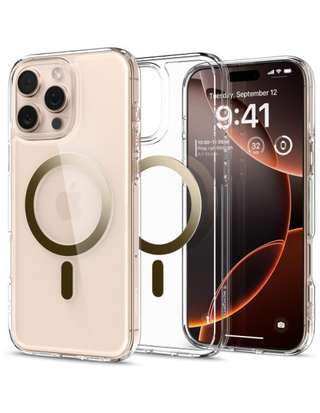 
„iPhone 16 Pro Ultra Hybrid Mag“ apsauginis dėklas su „MagSafe“ – permatomo aukso spalvos
