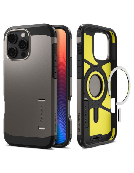 
„iPhone 16 Pro“ dėklas su tvirtu „Tough Armor MagSafe“ laikikliu – pistoleto metalo spalvos
