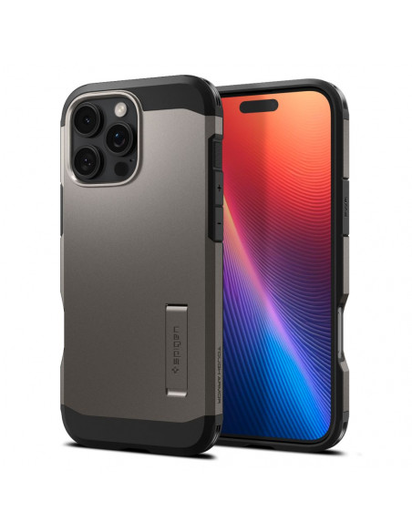 
„iPhone 16 Pro“ dėklas su tvirtu „Tough Armor MagSafe“ laikikliu – pistoleto metalo spalvos
