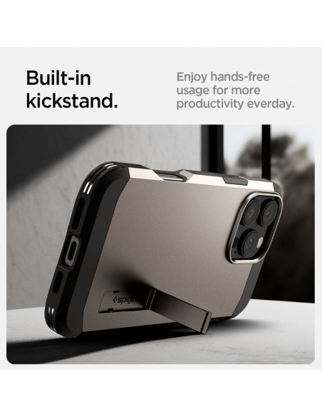 
„iPhone 16 Pro“ dėklas su tvirtu „Tough Armor MagSafe“ laikikliu – pistoleto metalo spalvos
