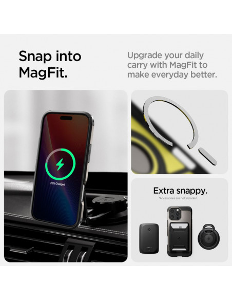 
„iPhone 16 Pro“ dėklas su tvirtu „Tough Armor MagSafe“ laikikliu – pistoleto metalo spalvos
