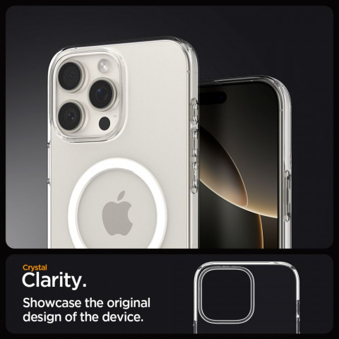 
„iPhone 16 Pro“ skirtas „MagSafe“ dėklas su skystųjų kristalų ekranu – skaidrus
