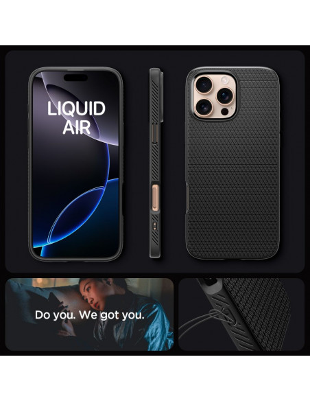 
„iPhone 16 Pro“ skysto oro dėklas – juodas
