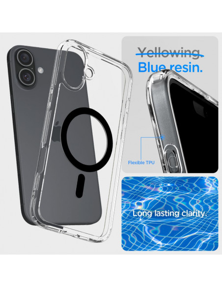 
„iPhone 16 Plus Ultra Hybrid Mag“ galinis dėklas su „MagSafe“ – permatomas juodas
