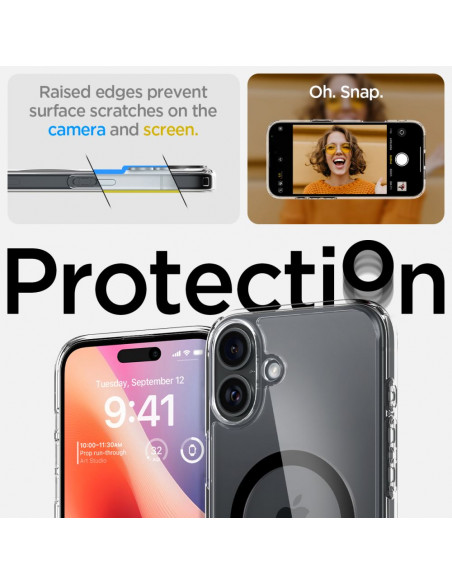 
„iPhone 16 Plus Ultra Hybrid Mag“ galinis dėklas su „MagSafe“ – permatomas juodas
