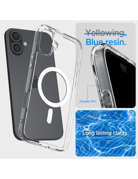 
„iPhone 16 Plus Ultra Hybrid Mag“ galinis dėklas su „MagSafe“ – permatomai baltas
