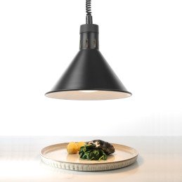 Lempa maistui pašildyti – pakabinama kūgio formos juoda diam. 275 mm 250 W – Hendi 273845
