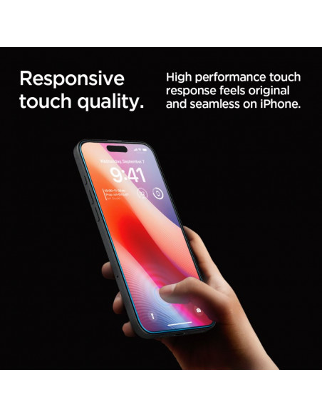 
Grūdintas stiklas su tvirtinimo rėmeliu, skirtas „iPhone 16 Pro Max“ - 2 vnt.
