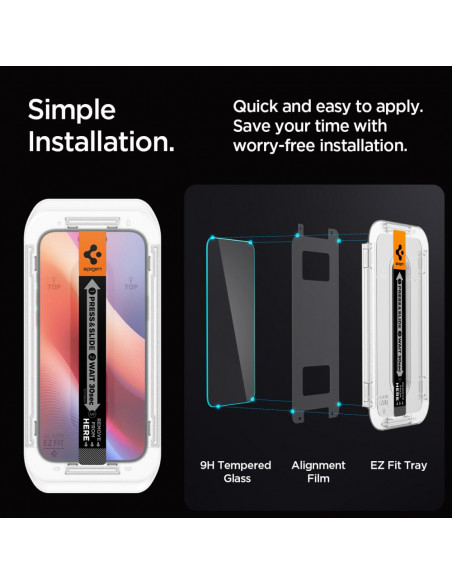 
Grūdintas stiklas su tvirtinimo rėmeliu, skirtas „iPhone 16 Pro Max“ - 2 vnt.
