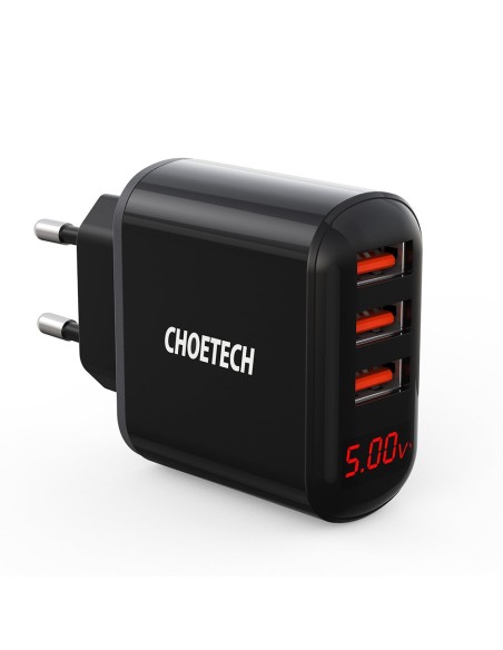 Sieninis pakrovėjas 3xUSB 3.4A juodas Sieninis pakrovėjas 3xUSB 3.4A juodas