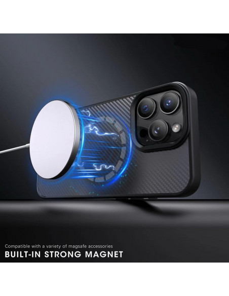 
„Samsung Galaxy S25 Ultra“ anglies pluošto dėklas „MagSafe“ – juodas
