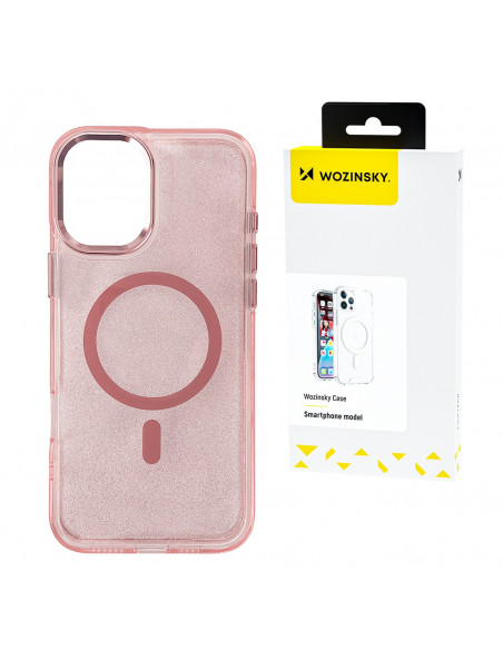 
„Samsung Galaxy S25+“ blizgučių dėklas su „Mag Safe“ – rožinis su blizgučiais
