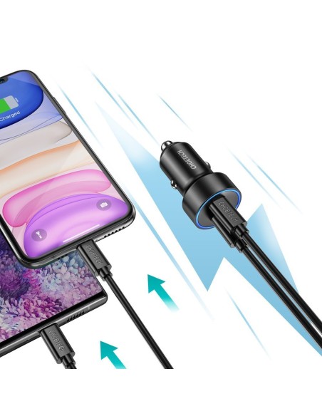 Automobilinis įkroviklis 2xUSB Type C Power Delivery 3.0 QuickCharge 3.0 AFC 36W 2.4A juoda Automobilinis įkroviklis 2xUSB Type C Power Delivery 3.0 QuickCharge 3.0 AFC 36W 2.4A juoda